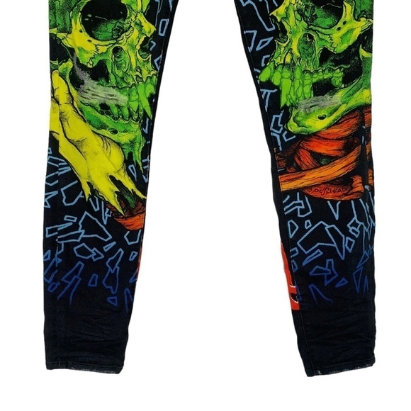 R13 Kate Low Rise Slim Straight Leg Limited Edition Metallica Jeans Size 27 - Picture 5 of 14